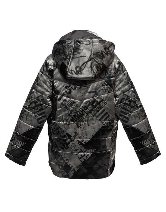 Printed Boys Jacket Printed Metallic Black Jacket 